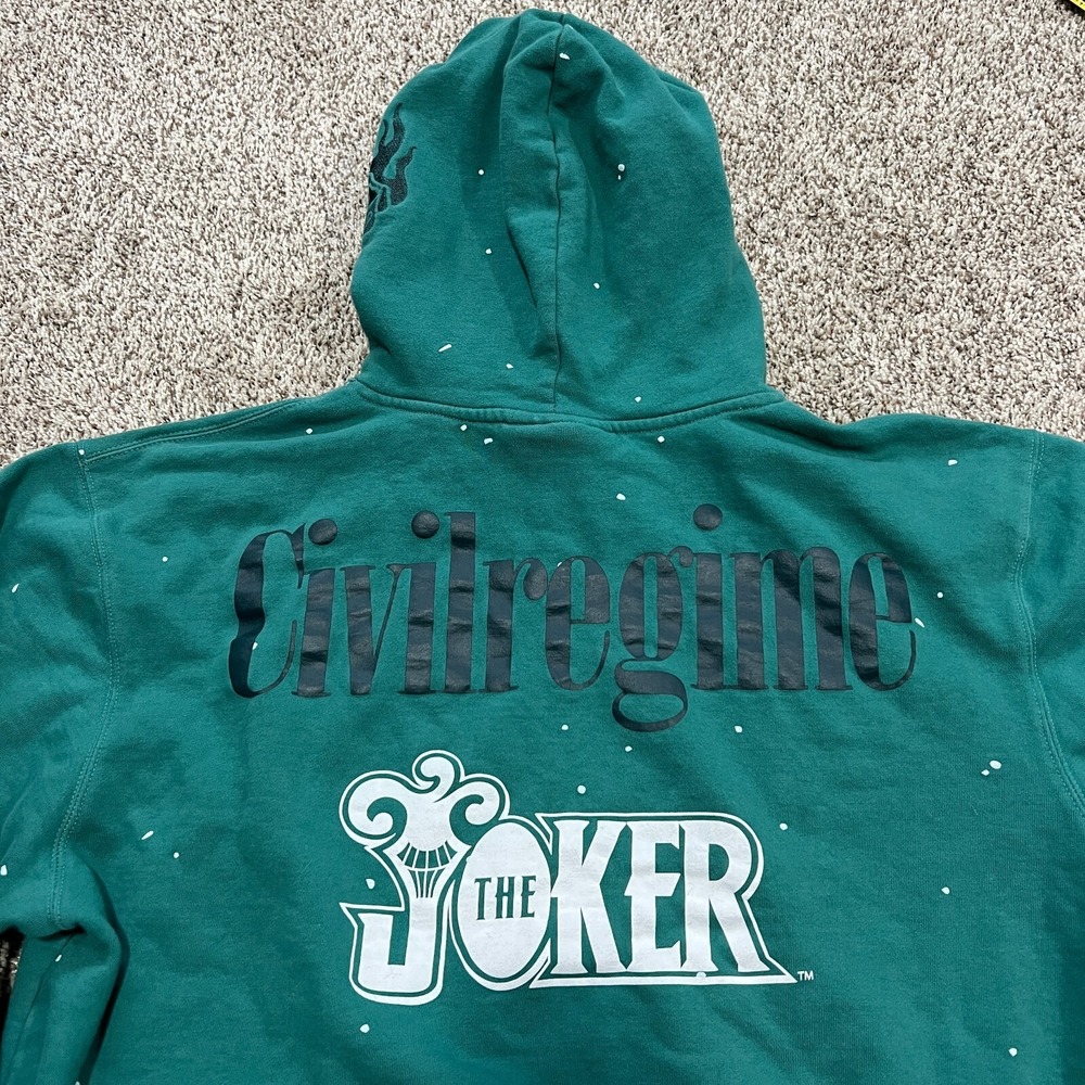 Joker Civil Regime Boxy Crop Fit Limited Gotham Hoodie Size XL Blue Embroidered